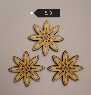 Drevený výrez - Kvet3 25x25x3mm