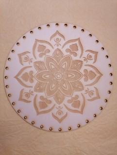 Preglejkové dno gravírované na opletanie 4mm Mandala1 - Ø 20cm