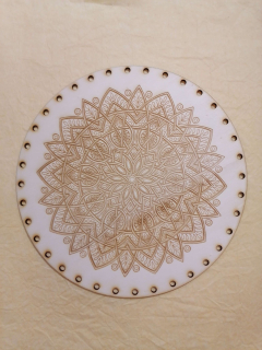 Preglejkové dno gravírované na opletanie 4mm Mandala4 - Ø 20cm
