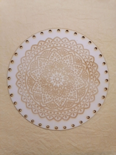 Preglejkové dno gravírované na opletanie 4mm Mandala6 - Ø 30cm