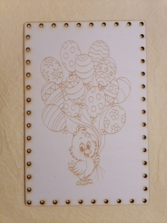 Preglejkové dno na opletanie gravírované obdĺžnik 4mm - 30x20cm Kuriatko