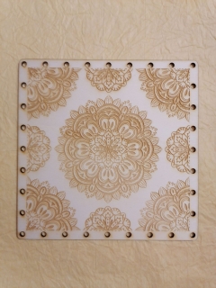 Preglejkové dno gravírované na opletanie štvorec 4mm 25x25cm Mandala2