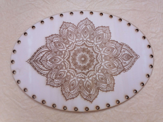 Preglejkové dno gravírované elipsa 4mm - 33x25cm Mandala8