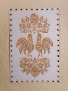Preglejkové dno na opletanie gravírované obdĺžnik 4mm - 30x20cm Ľudový motív1