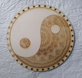 Preglejkové dno gravírované na opletanie 4mm Jin a Jang3  - Ø 20cm