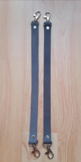 Kožená rúčka na kabelky 40cm šedá - niklová karabína