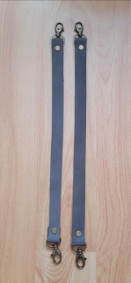 Kožená rúčka na kabelky 50cm šedá - staromosadzná karabína