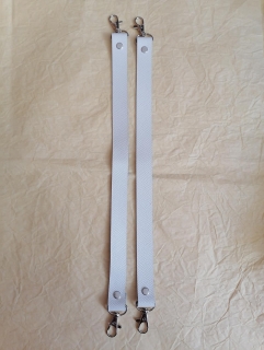Kožená rúčka na kabelky 50cm biela - niklová karabína
