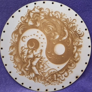 Preglejkové dno gravírované na opletanie 3mm Jin a Jang 8 - Ø 30cm