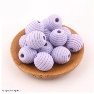 Drevená korálka - vrúbkovaná purple 18mm 2ks 