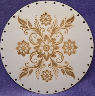 Preglejkové dno gravírované na opletanie 3mm Ľudový motív7 - Ø 24cm