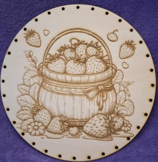 Preglejkové dno gravírované na opletanie 3mm Košík s jahodami - Ø 24cm
