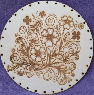 Preglejkové dno gravírované na opletanie 3mm Kvety - Ø 22cm