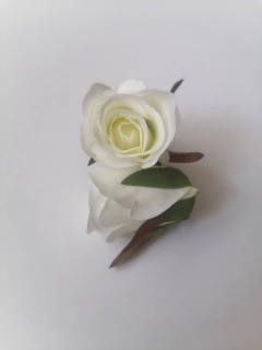 Kvet mini ruža  4cm - biela perleťová