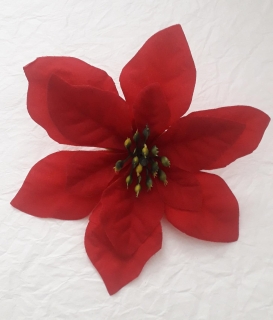 Velúrová vianočná ruža 15cm - červená