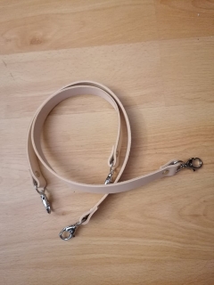 Kožená rúčka na kabelky 40cm prírodná - niklová karabina