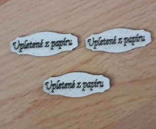 Kožený štítok 40x15mm Upletené z papíru- biely