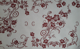 Netkaná textília Heidelberg 40cm x 1,2 m - biela - bordo kvety