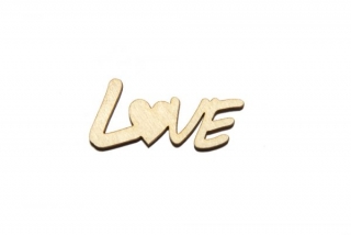 Nápis - LOVE so srdcom D114 - 2,5x4cm 