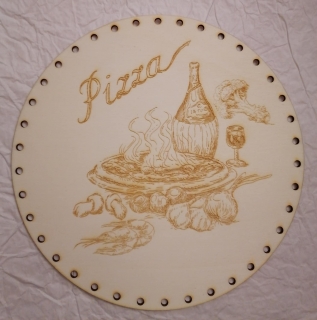 Preglejkové dno gravírované na opletanie Pizza 4mm - Ø 16cm