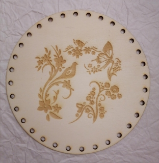 Preglejkové dno gravírované na opletanie Ornamen 4mm - Ø 18cm