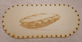Preglejkový poklop na chlebník oválny Bageta 3mm - 33,5x14,5cm ( na knopku)