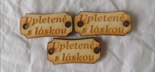 Tabuľka Upletené s láskou 2,5x1,2cm