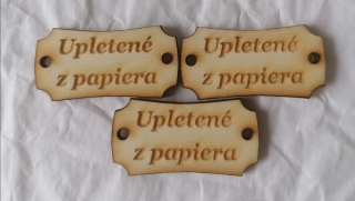 Tabuľka Upletené z papiera 3,5x1,5cm
