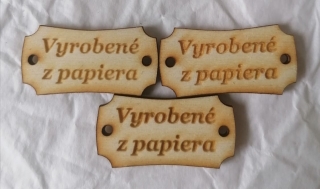 Tabuľka Vyrobené z papiera 3,5x1,5cm