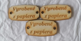 Tabuľka Vyrobené z papiera 3,5x1,5cm