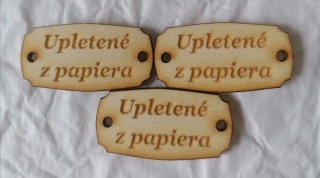 Tabuľka Upletené s láskou 3,5x1,5cm