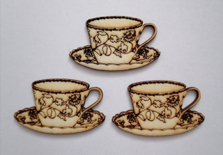 Drevený výrez čajová šálka  - 50x30x3mm