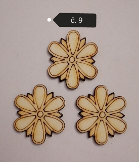 Drevený výrez - Kvet9  35x35x3mm