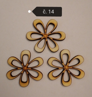 Drevený výrez - Kvet14 25x25x3mm