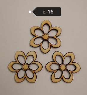 Drevený výrez - Kvet16 25x25x3mm