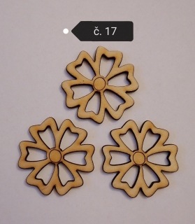 Drevený výrez - Kvet17  35x35x3mm