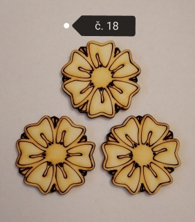 Drevený výrez - Kvet18 25x25x3mm