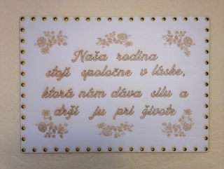 Preglejkové dno na opletanie gravírované obdĺžnik 3mm - 40x30cm Naša rodina