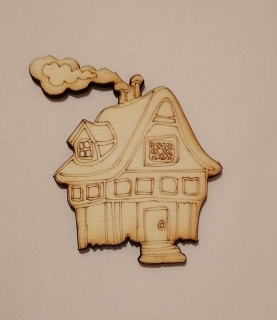 Drevený výrez - domček - 60x50x3mm 