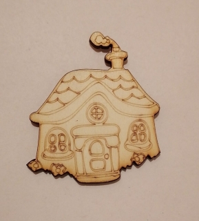 Drevený výrez - domček - 55x50x3mm 