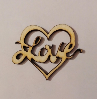 Drevený výrez - srdce Love - 4cm
