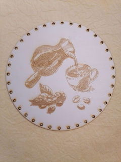 Preglejkové dno gravírované na opletanie Káva8 3mm - Ø 20cm