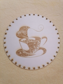 Preglejkové dno gravírované na opletanie 3mm Káva4 - Ø 24cm