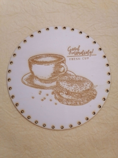 Preglejkové dno gravírované na opletanie 3mm Káva6 - Ø 24cm