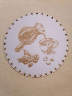 Preglejkové dno gravírované na opletanie 3mm Káva8 - Ø 24cm