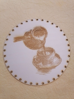 Preglejkové dno gravírované na opletanie 3mm Káva3 - Ø 26cm