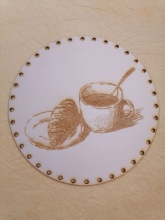 Preglejkové dno gravírované na opletanie 3mm Káva5 - Ø 26cm