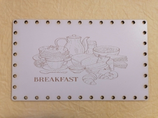 Sololitové dno obdĺžnik biely gravírovaný Raňajky - 25x15cm