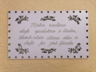 Sololitové dno obdĺžnik biely garírované Naša rodina 30x20cm
