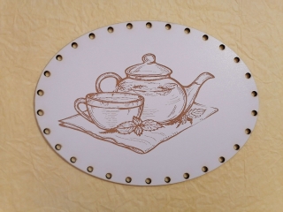 Sololitové dno gravírované elipsa Čaj3 - 23x17cm